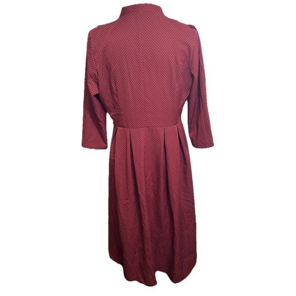 Elisabetta Franchi Dress Burgundy Wrap Polka Dots Size 44 Missing Belt - Picture 5 of 13